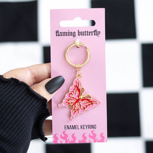 Flaming Butterfly Y2K Keyring