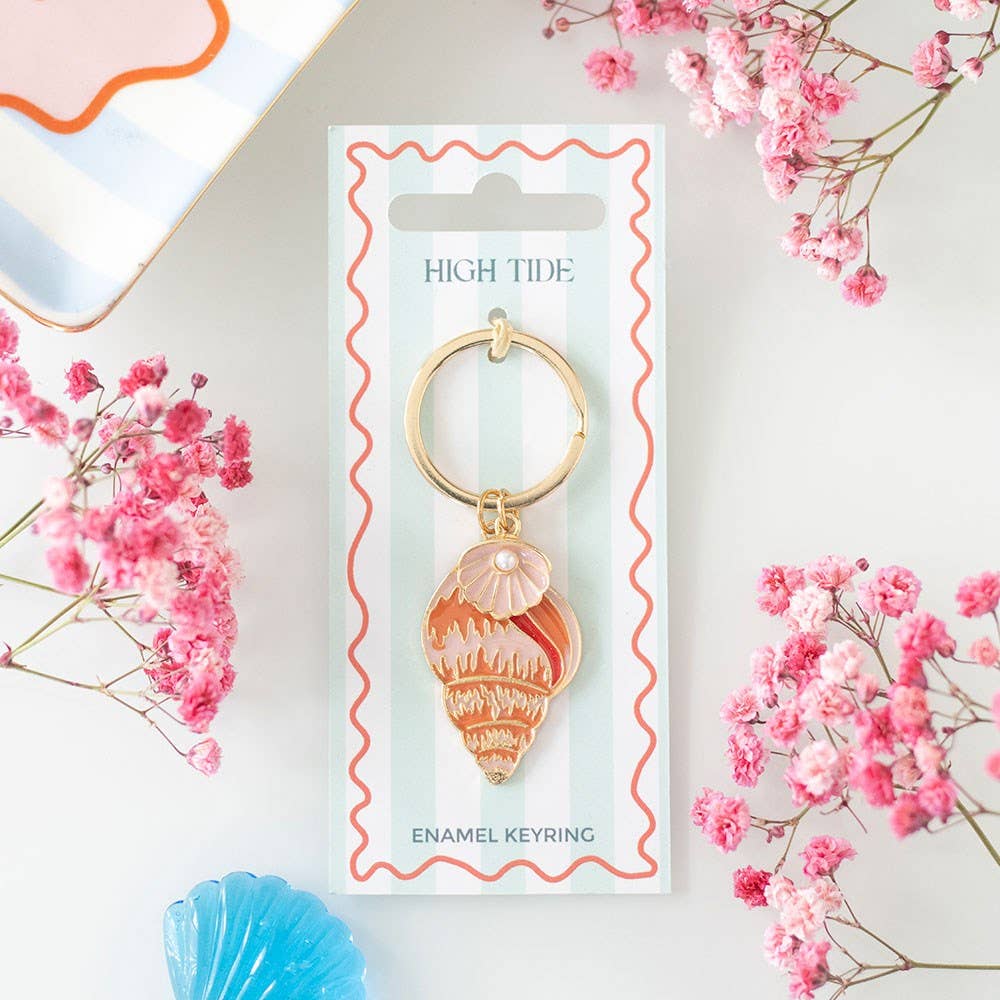 High Tide Beachy Coastal Shell Keyring