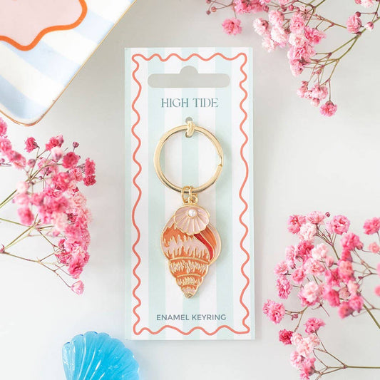 High Tide Beachy Coastal Shell Keyring