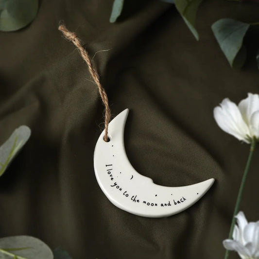 Send With Love Ceramic Moon and Back Hanging Decoration
