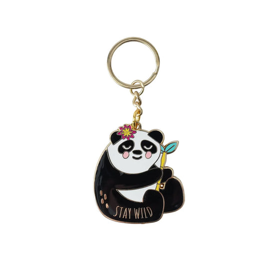 Stay Wild Panda Enamel Keyring