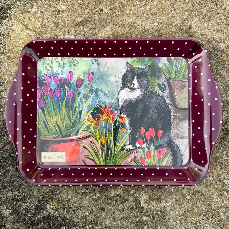 Small Tray Cat and Tulips