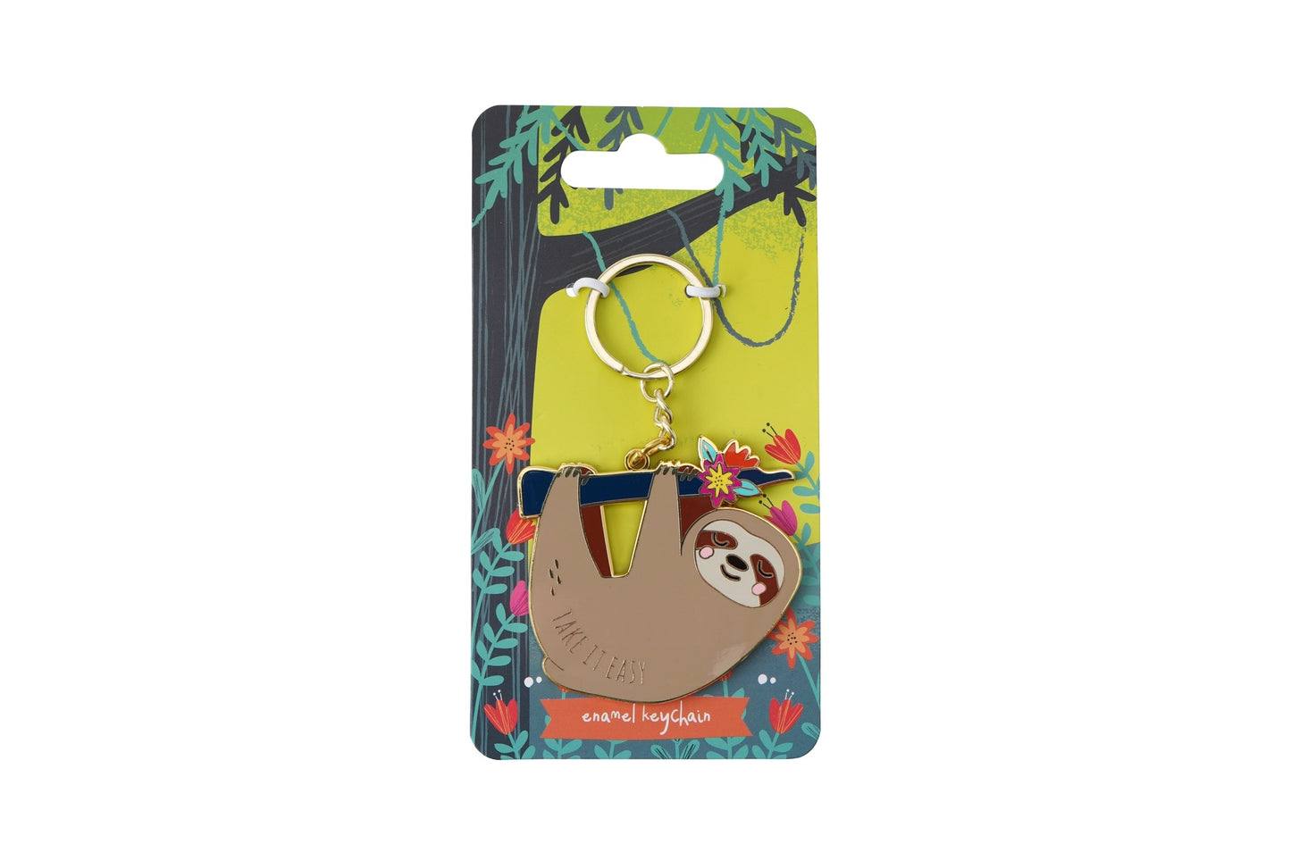 Take It Easy Sloth Enamel Keyring