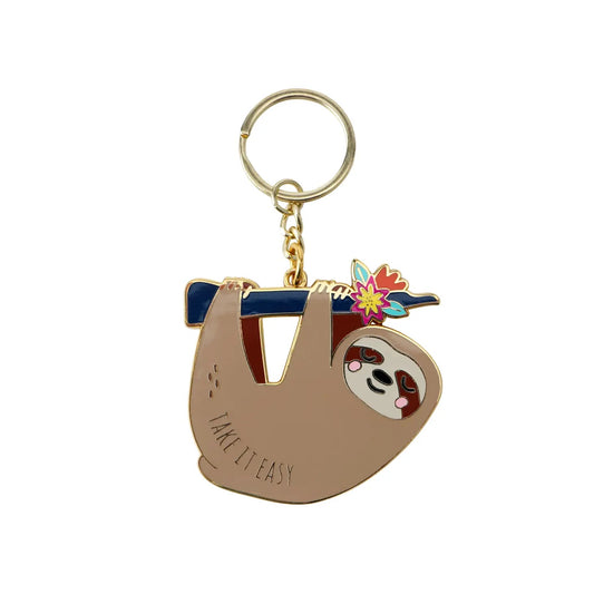 Take It Easy Sloth Enamel Keyring