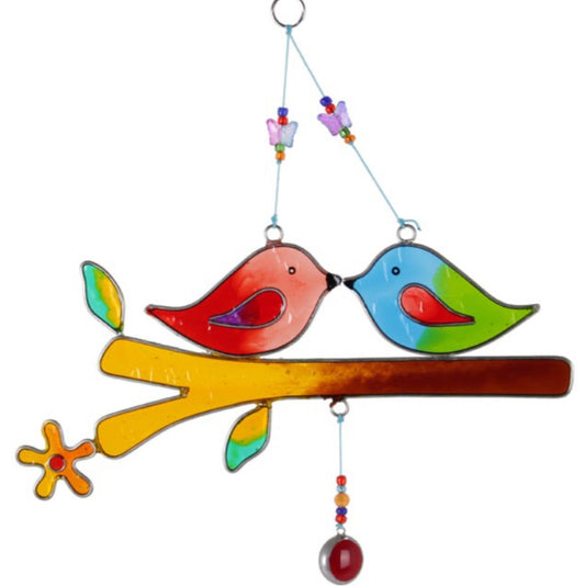 Lovebirds on a Branch Suncatcher