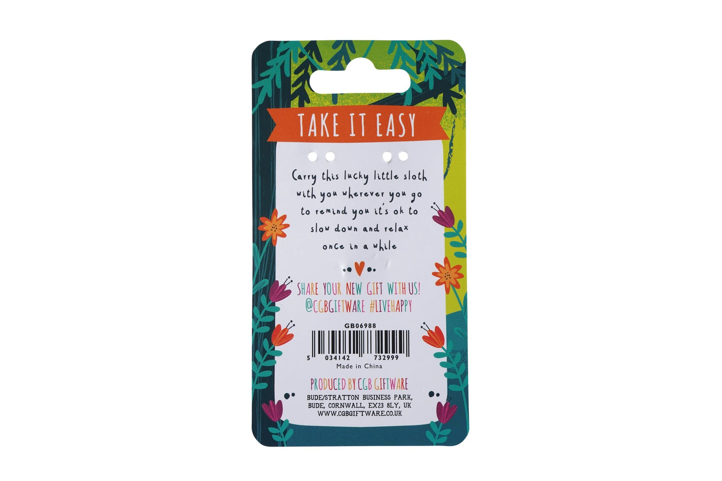 Take It Easy Sloth Enamel Keyring