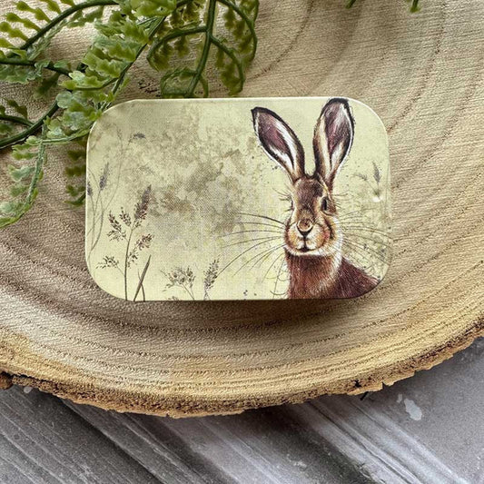 Hare and Cow Parsley Sliding Tin