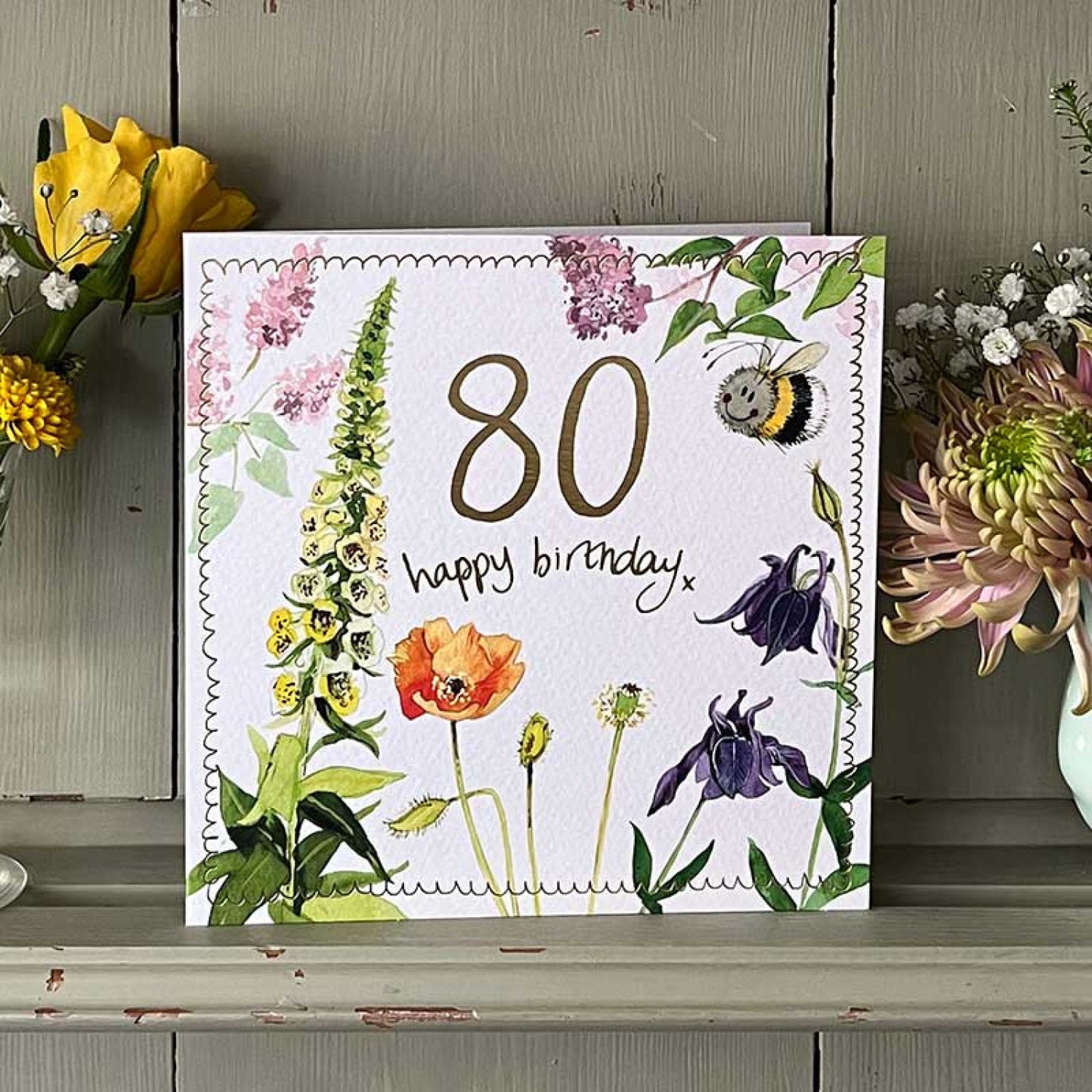80 Birthday Bee Greeting Card