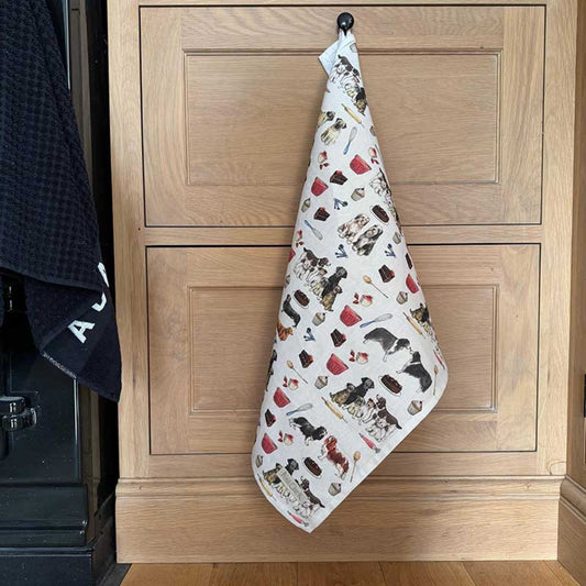 Dogs and Treats Tea Towel