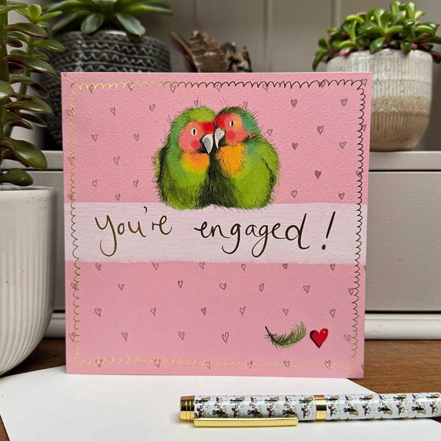 Lovebirds You’re Engaged Card