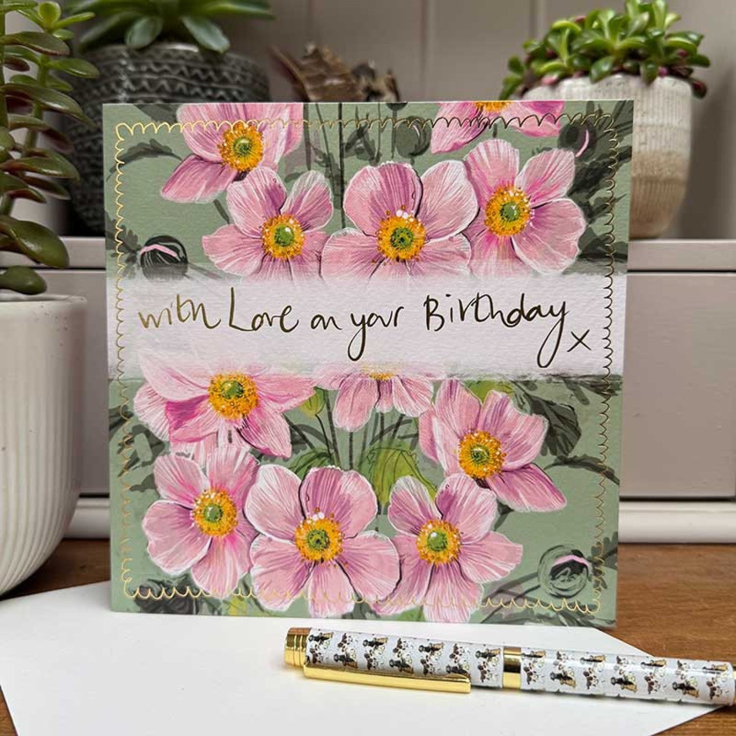 Birthday Japanese Anenomes Card