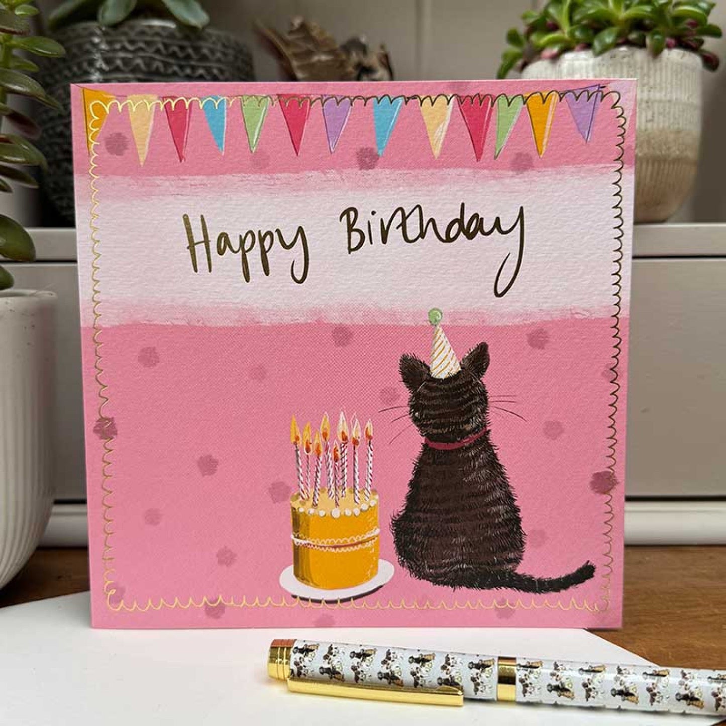 Birthday Cat and Cake Card