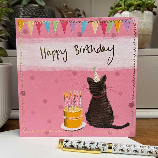 Birthday Cat and Cake Card