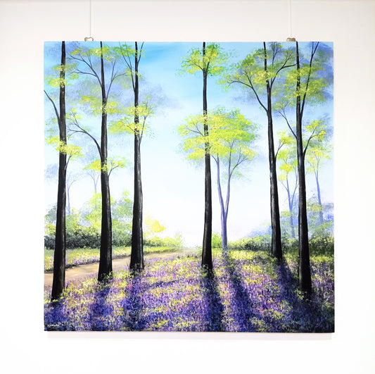 Large Bluebell Wood Landscape Painting