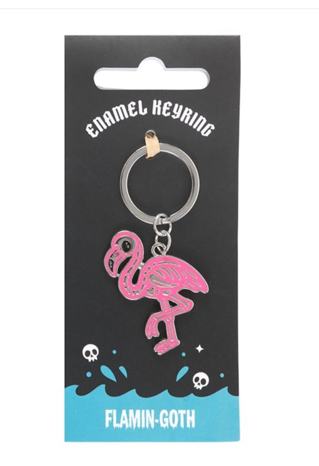 Flamin-Goth Flamingo Keyring