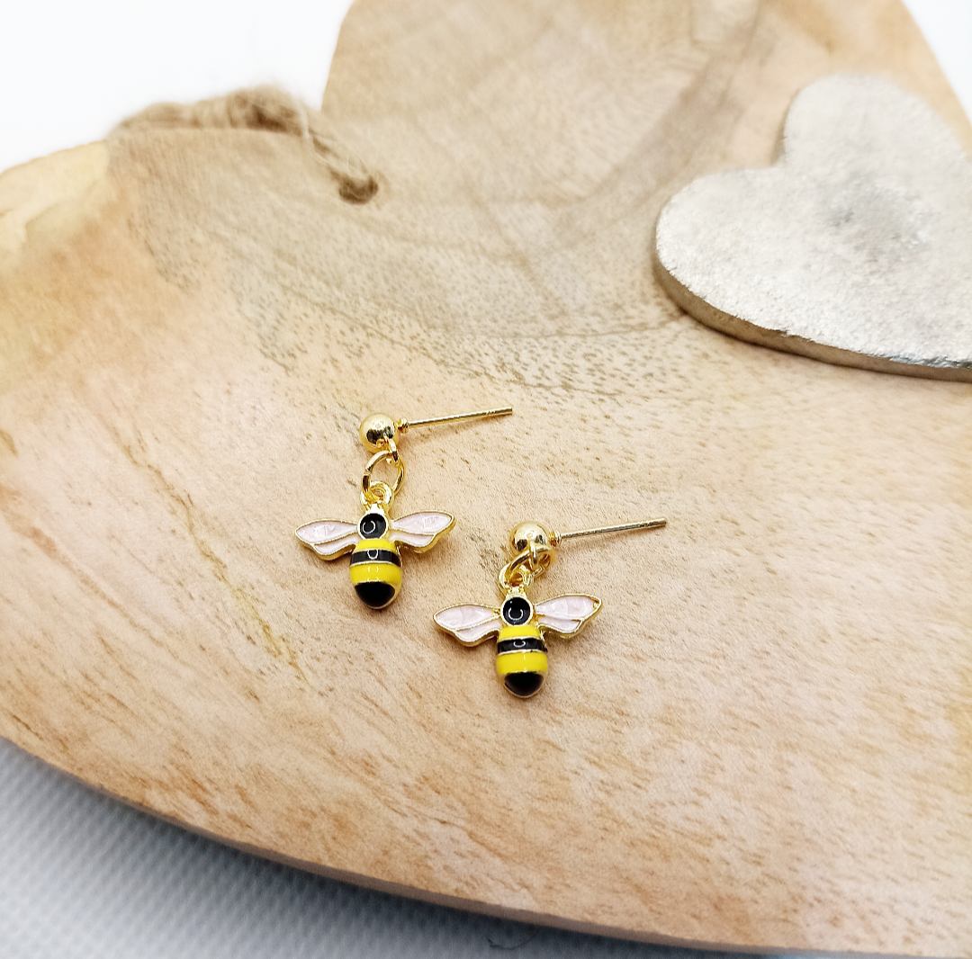 Bee Drop Stud Earrings