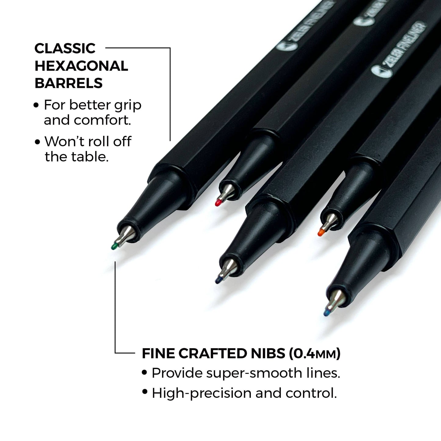 20 Colour Fineliner Pens Set 0.4mm - by Zieler | 09608113