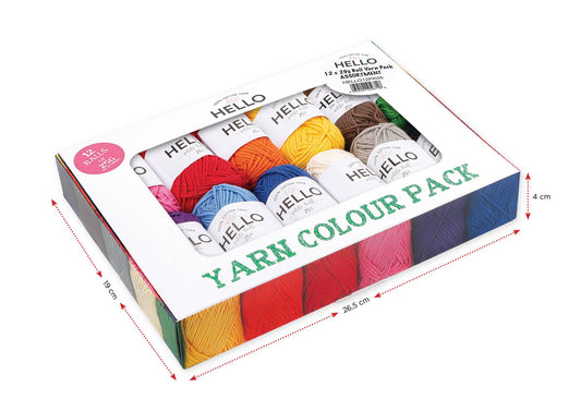 Hello 100% Cotton Gift Box Pack of 12 Balls Light DK Weight