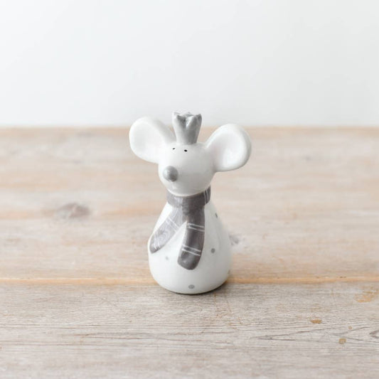 Ceramic Mouse with Crown and Scarf 10cm