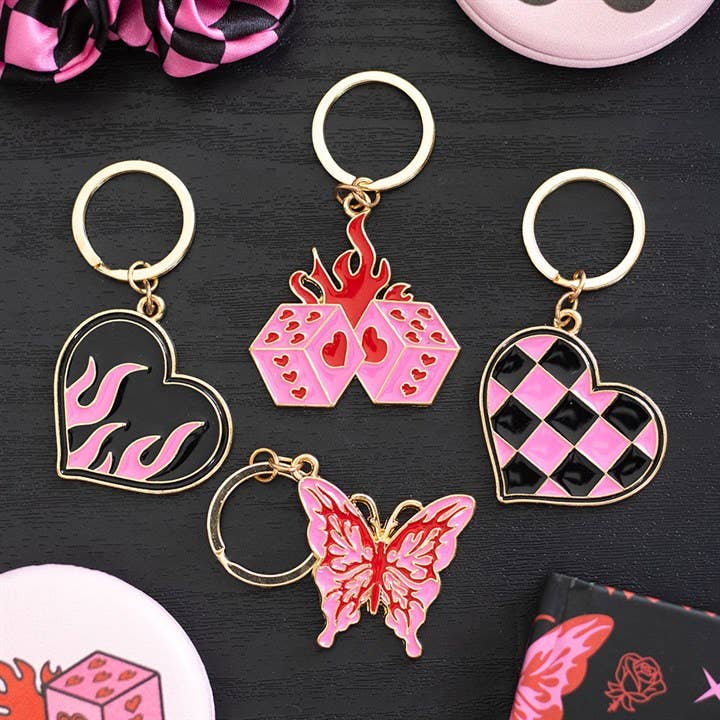 Flaming Butterfly Y2K Keyring