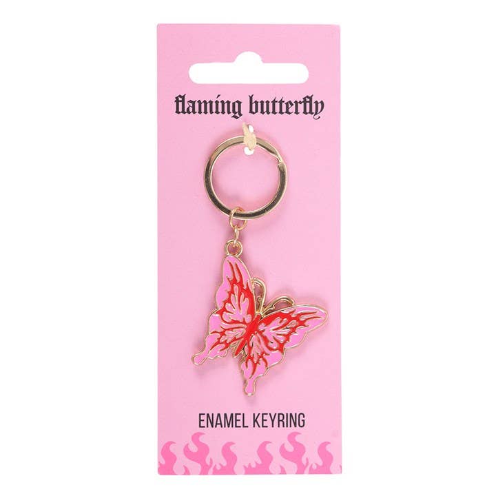 Flaming Butterfly Y2K Keyring