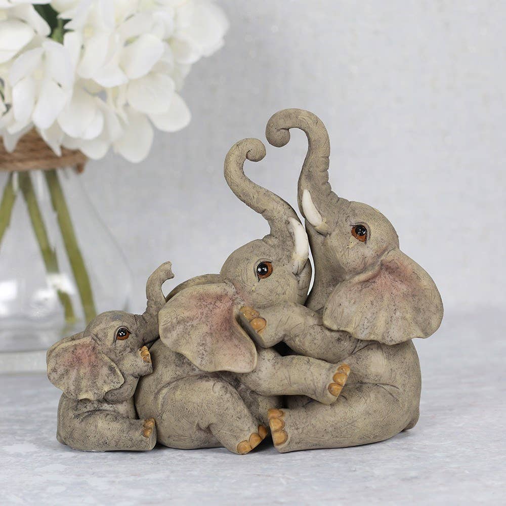 Elephant Family Ornament Figurine