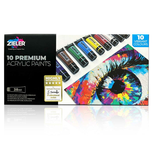 10 Premium Acrylic Paint Set - High Pigment & Vibrant Colors