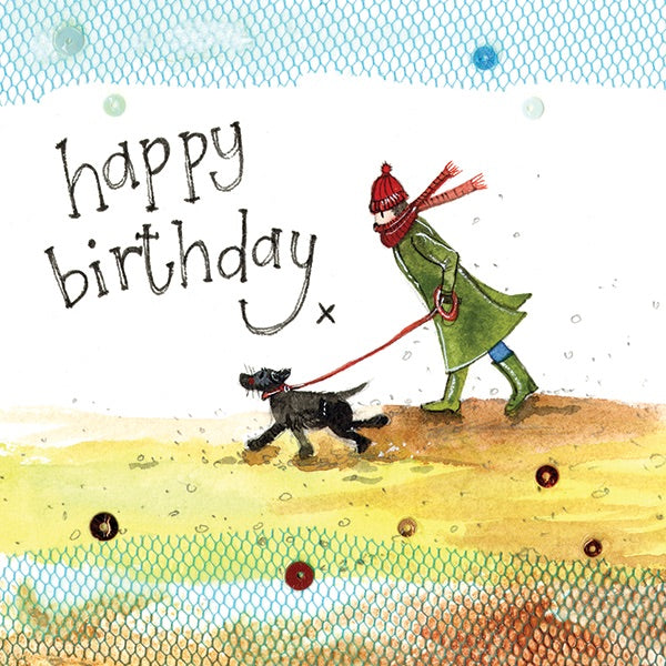 Birthday Dog Walk Greeting Card