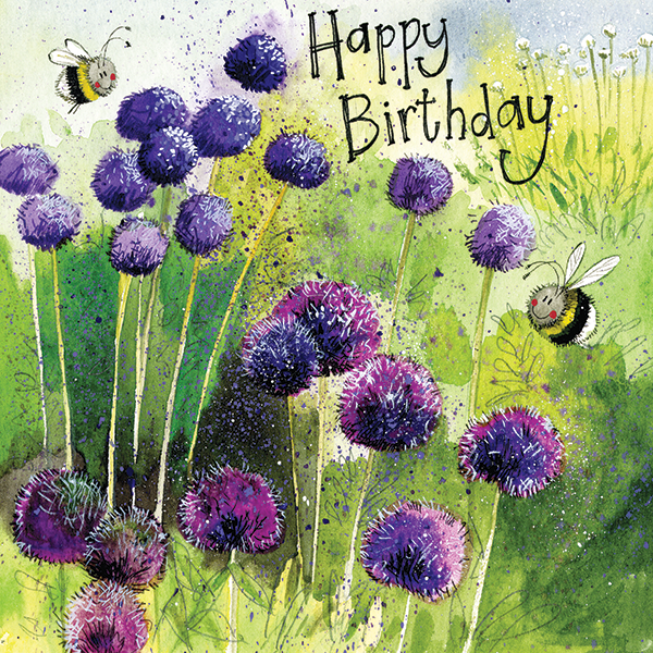 Alliums Bee Garden Birthday Card