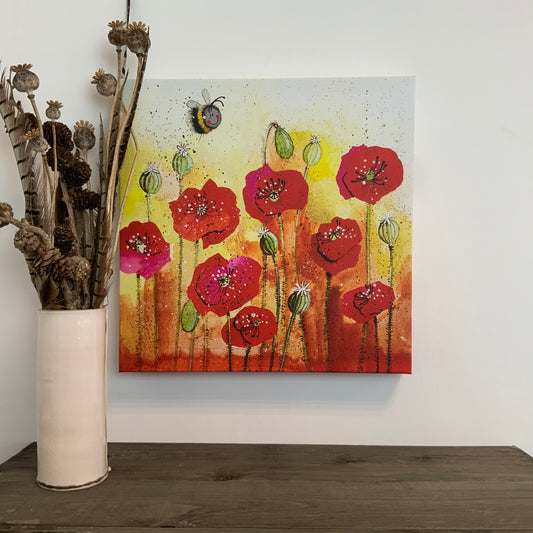 Bee and Poppies Medium Canvas