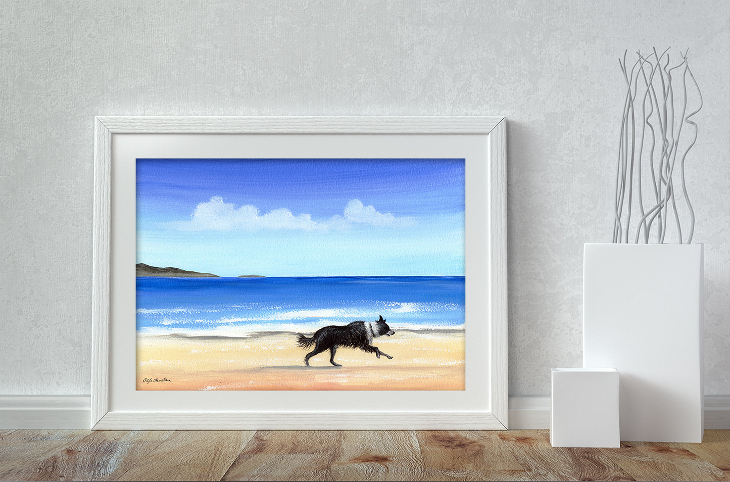 Collie On The Beach - A4 Print