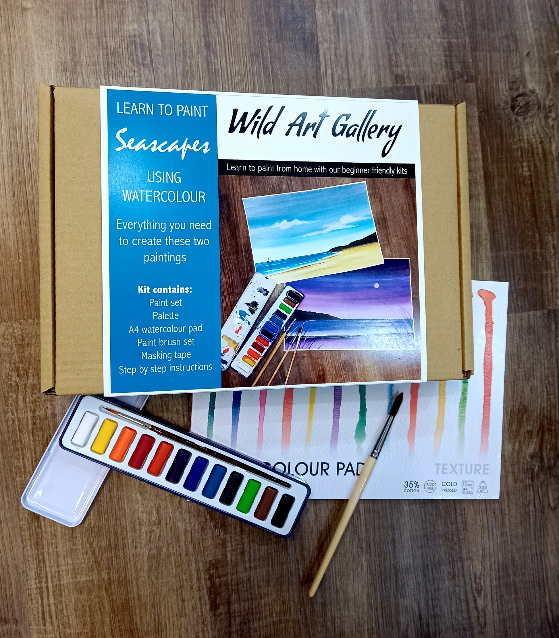 Learn to paint seascapes.  Everything you need to paint two seascapes using watercolours