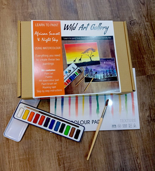 Watercolour Painting Kit - African Sunset and Evening Sky