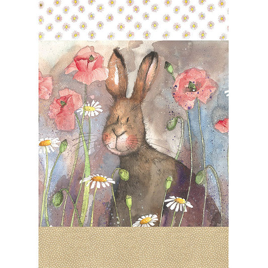 Hare & Poppies Tea Towel