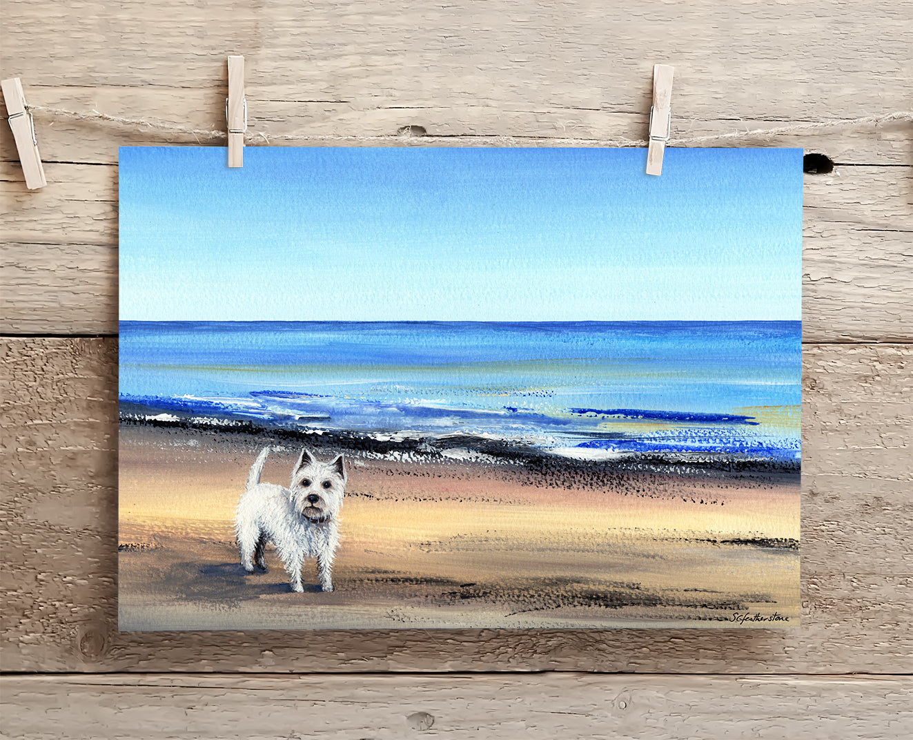 Westie On The Beach - A4 Print