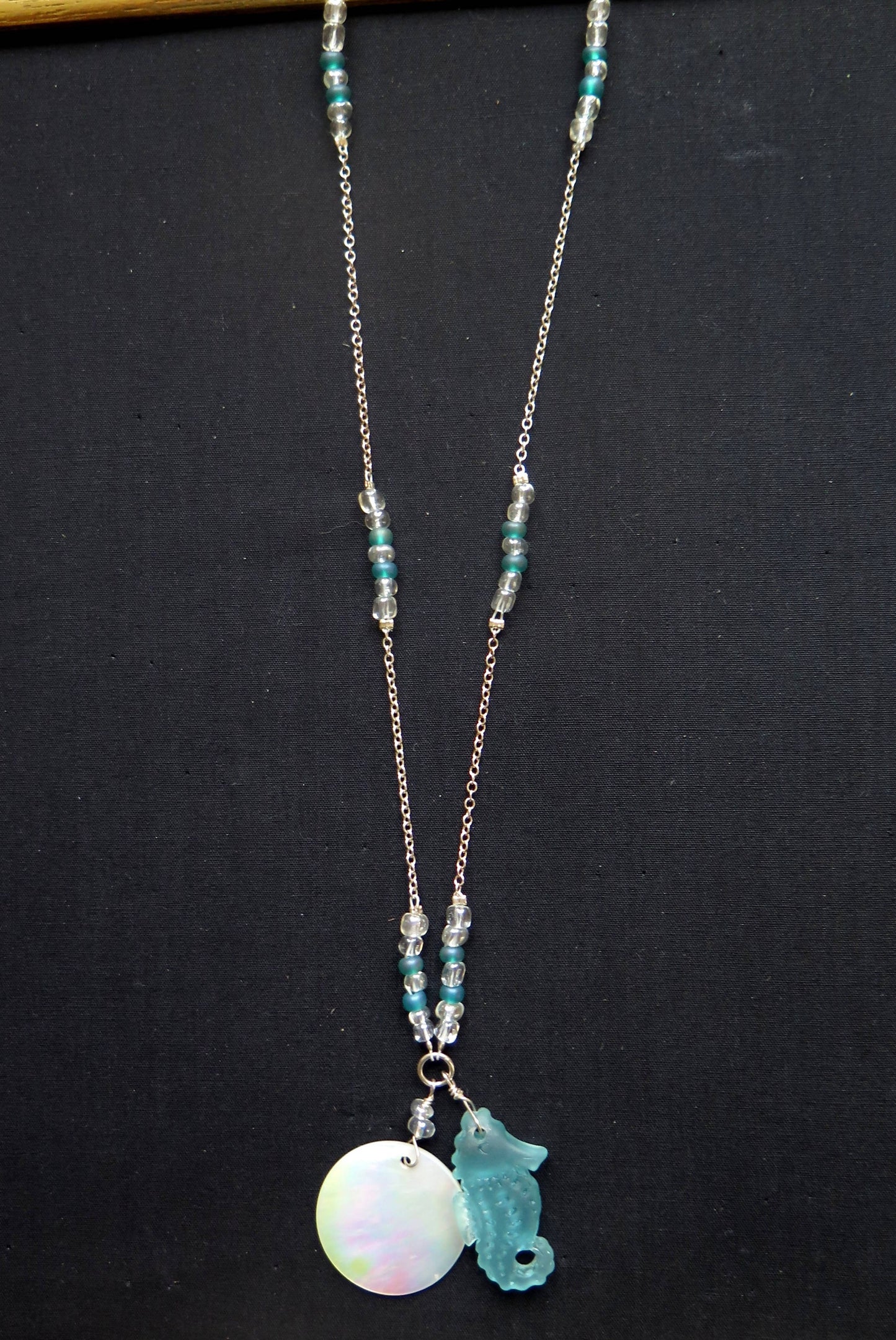 MOP and seaglass seahorse necklace...