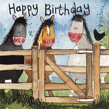 Horses By The Gate Birthday Card
