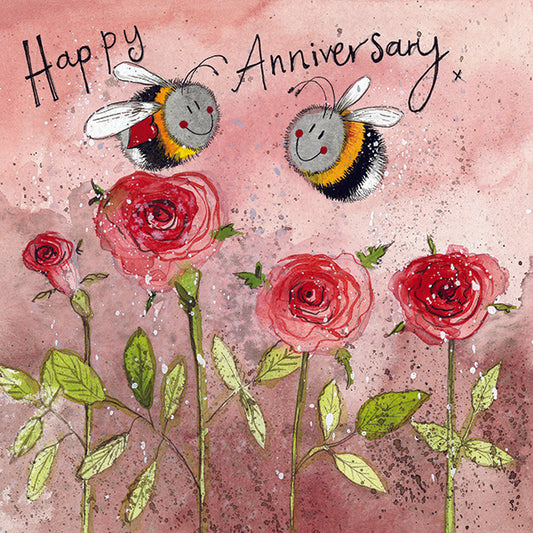 Bees and Roses Anniversary Card