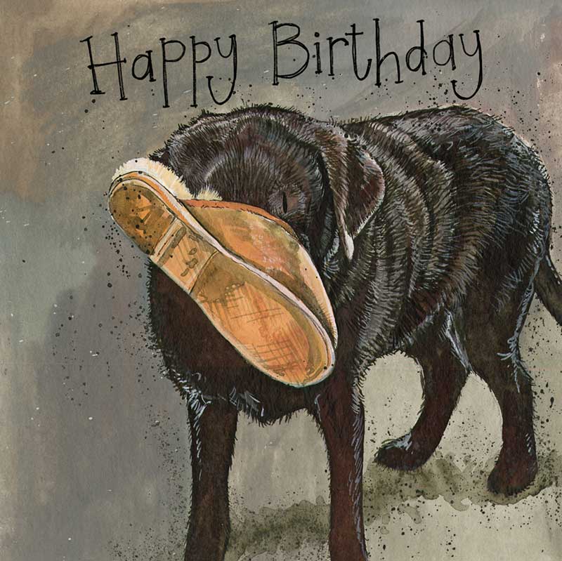 Labrador Slipper Birthday Card