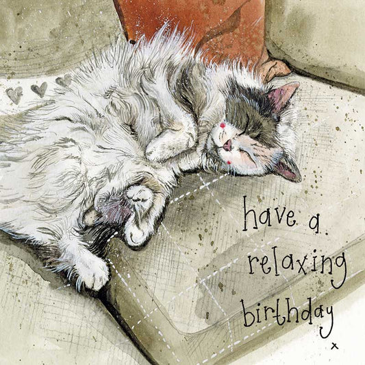 Cat Relaxing Birthday Card