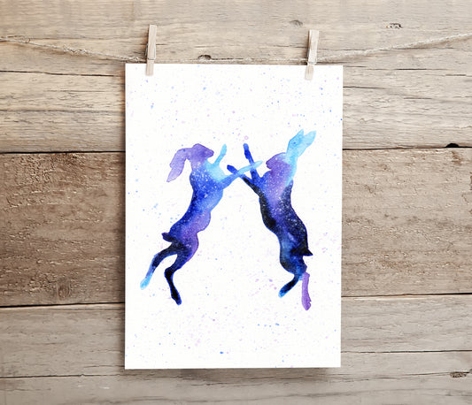 Boxing Hares - A4 Print