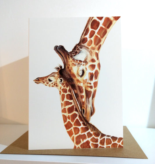 Giraffe Mother And Baby Greeting Card