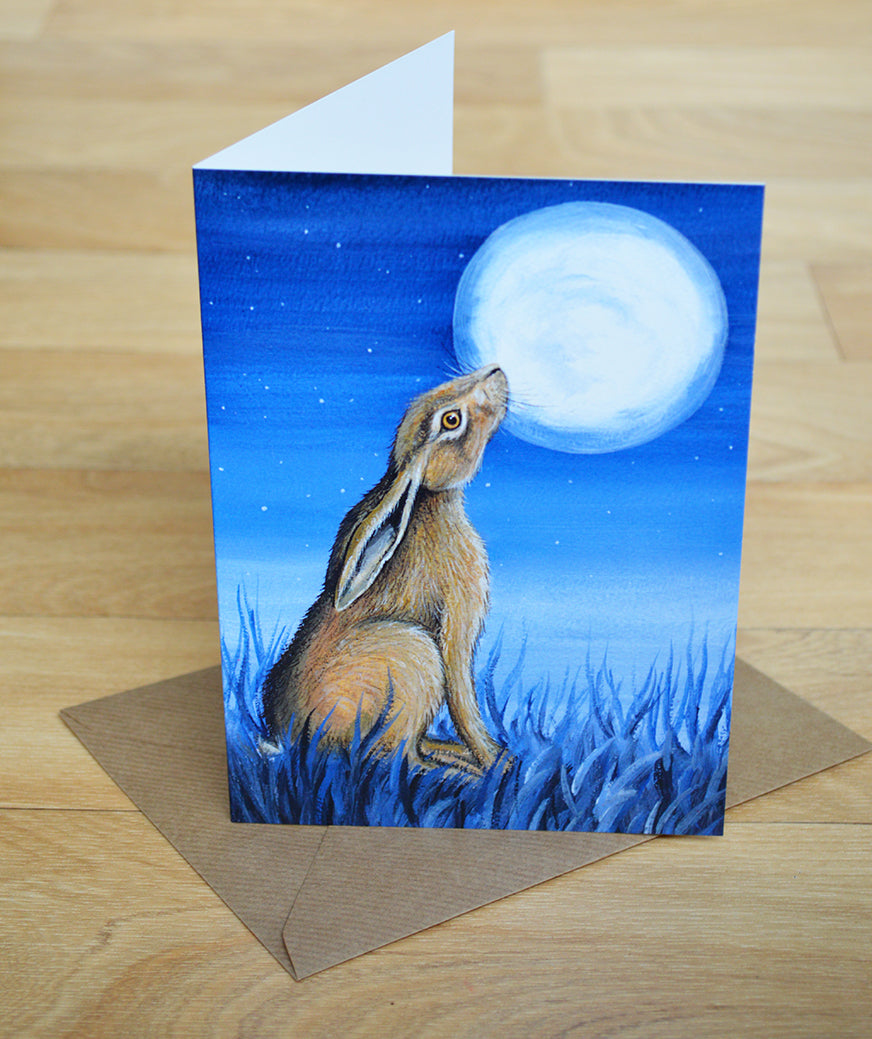 Moongazing Hare Greeting Card