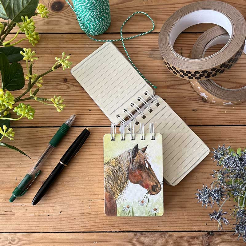 Horse and Flowers Small Spiral Bound Notepad