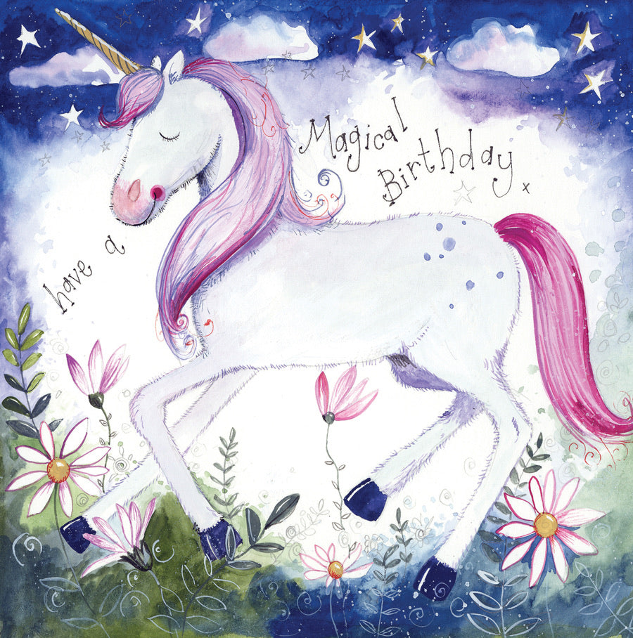 Starlight Unicorn Birthday Card