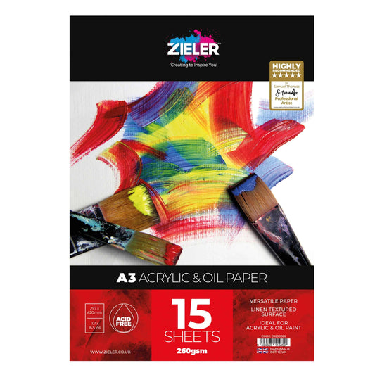 A3 Bound Acrylic & Oil Pad Textured 260gsm, 15 sheets