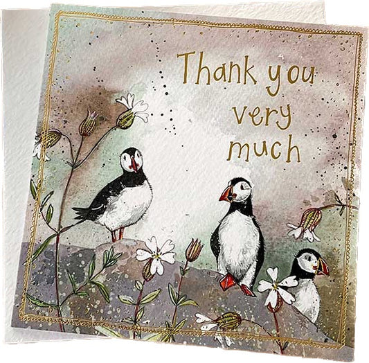 Thank You Puffins Greeting Card