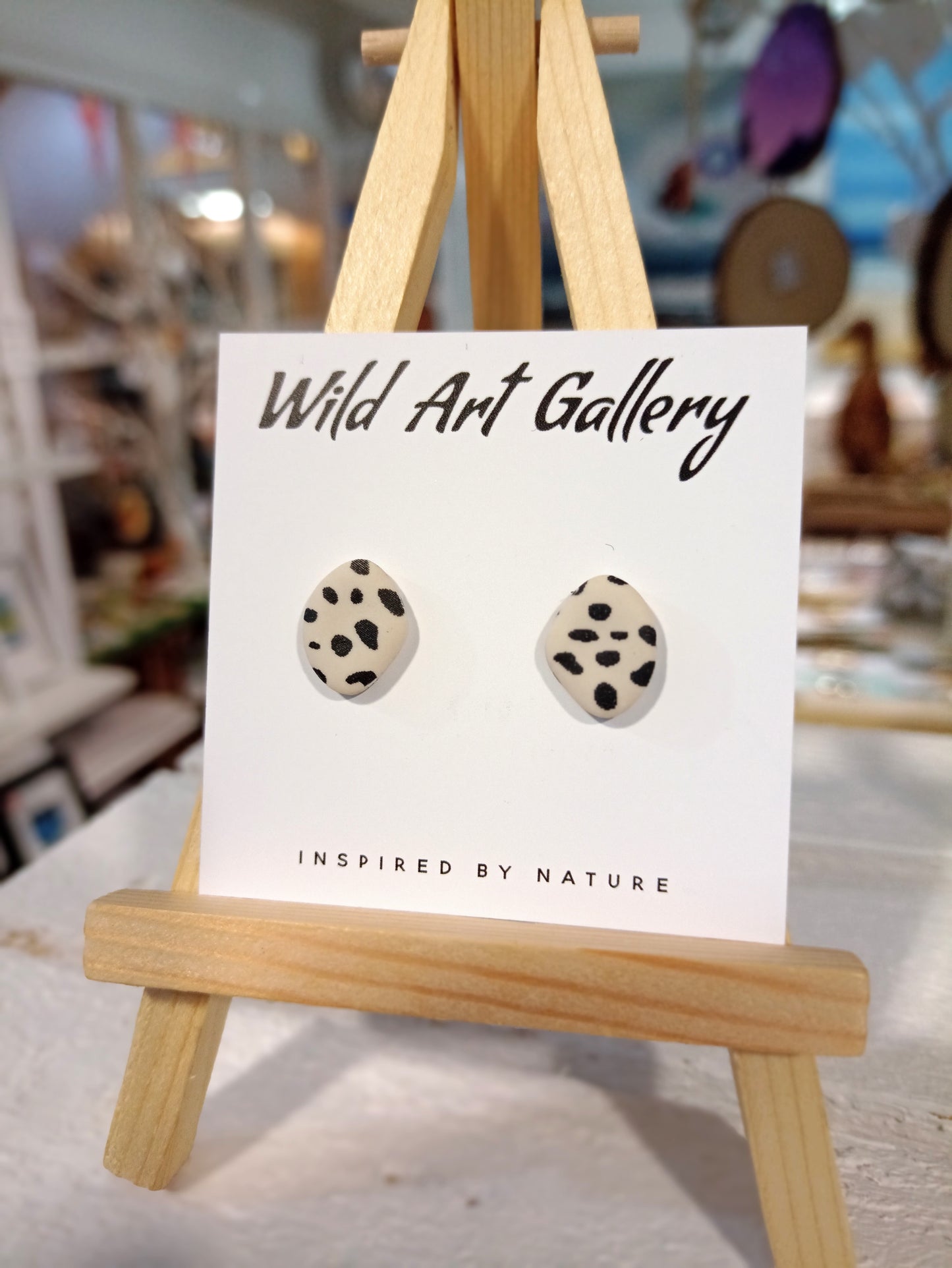 Dalmatian Pebble Earring Studs