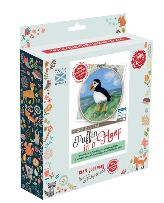 Puffin In A Hoop Needle Felting Craft Kit