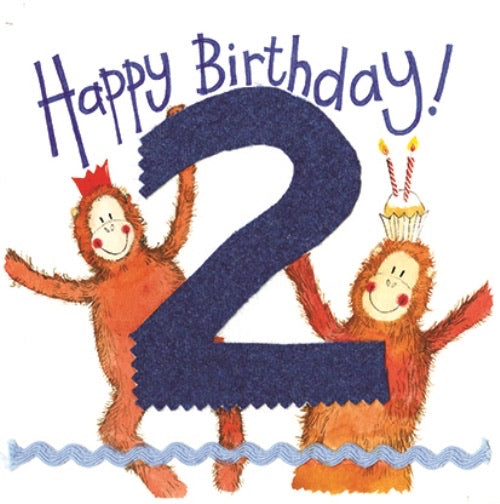 2 Birthday Greeting Card Monkeys